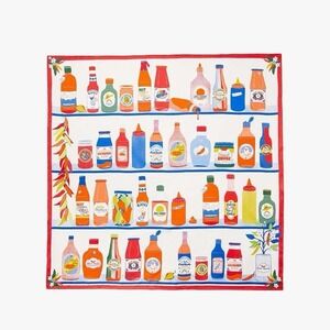 Kate Spade Hot Sauce Silk Square Scarf White Pink Red Orange Nwt 30*30 Rare